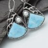 Larimar earrings with Pearls